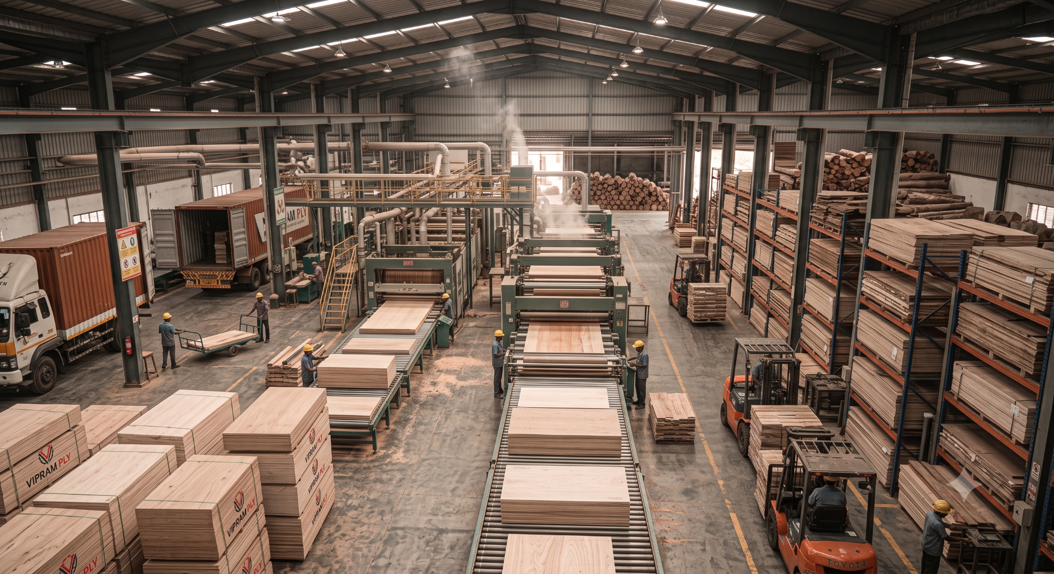 Wide view of the VIPRAM Ply factory floor